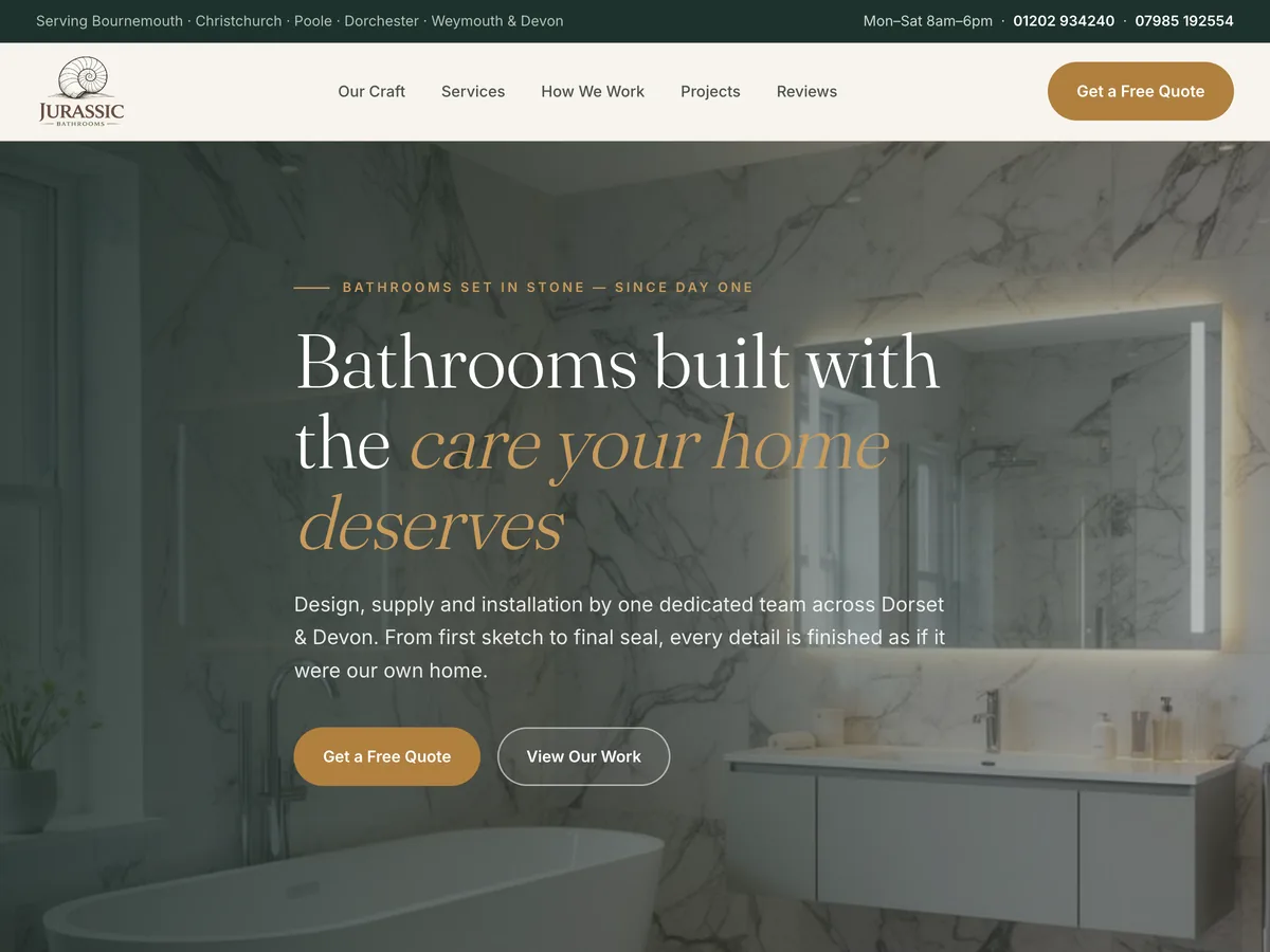 Jurassic Bathrooms & Heating website
